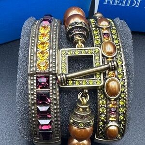 Heidi Daus Tantalizing Trio Bracelet Set - Ruby, citrine, lime, champagne s/m